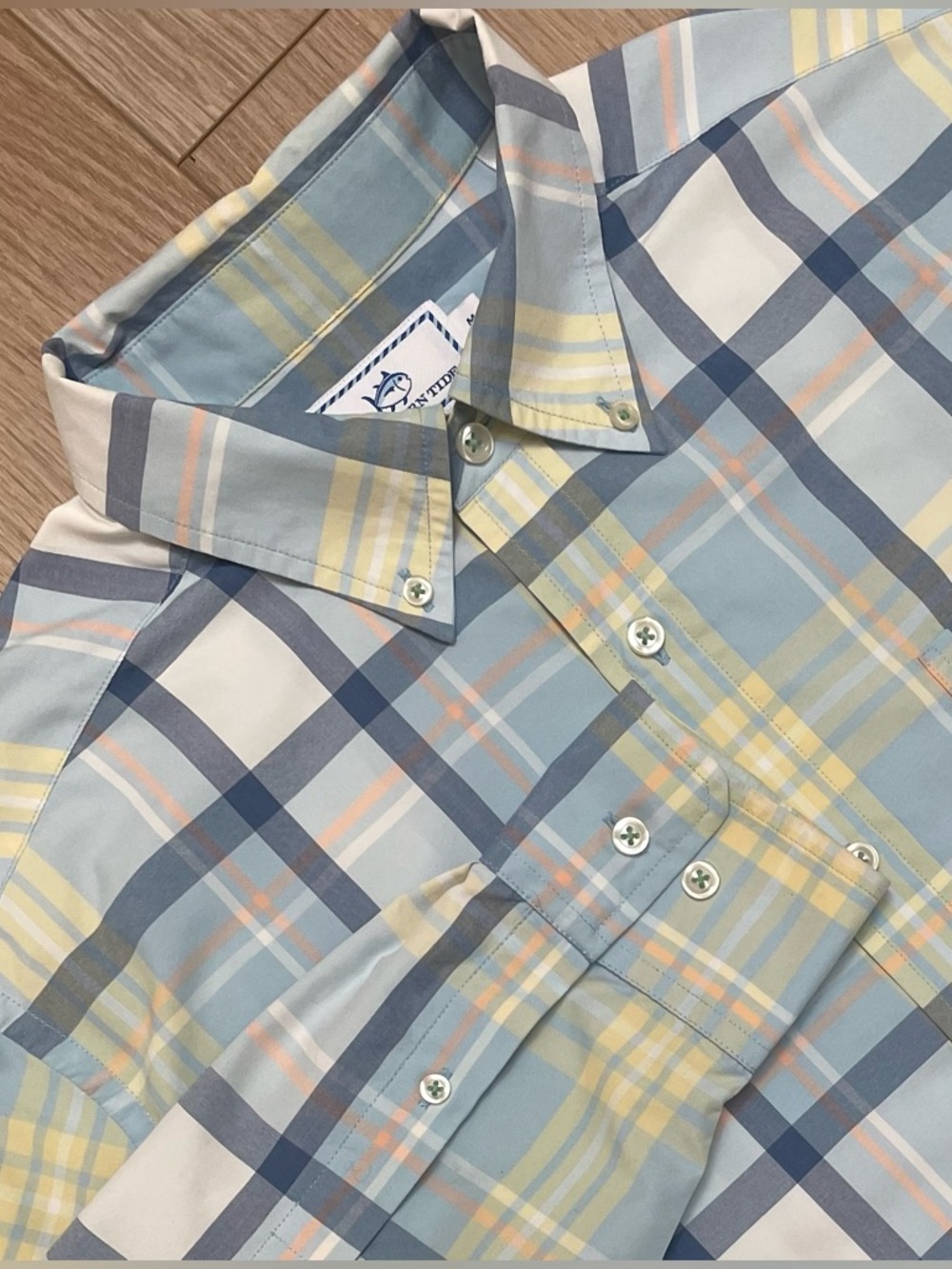 Southern Tide Shirt Mens M Plaid Button Up Performance Long Sleeve Fishing Cool